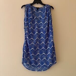 J.Crew Women’s Sleeveless Chevron Print Blouse Blue White Size L